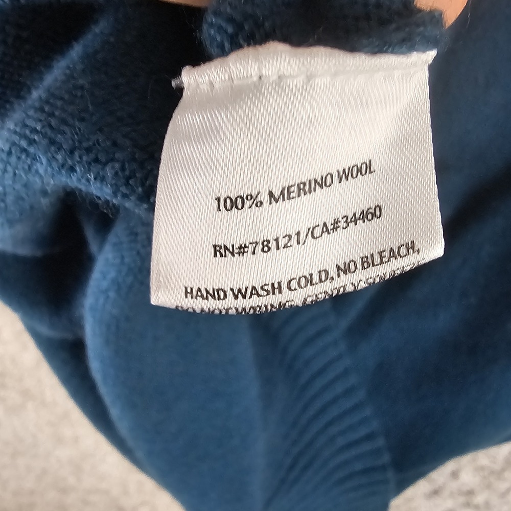 Eileen Fisher 100% Merino Wool Italian Yarn Teal Pullover Sweater Sz XL - Picture 9 of 9